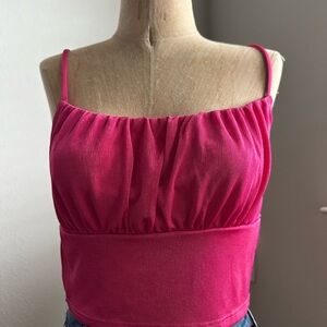 Altar'd State Hot Pink Ruched Spaghetti Strap Crop Top
